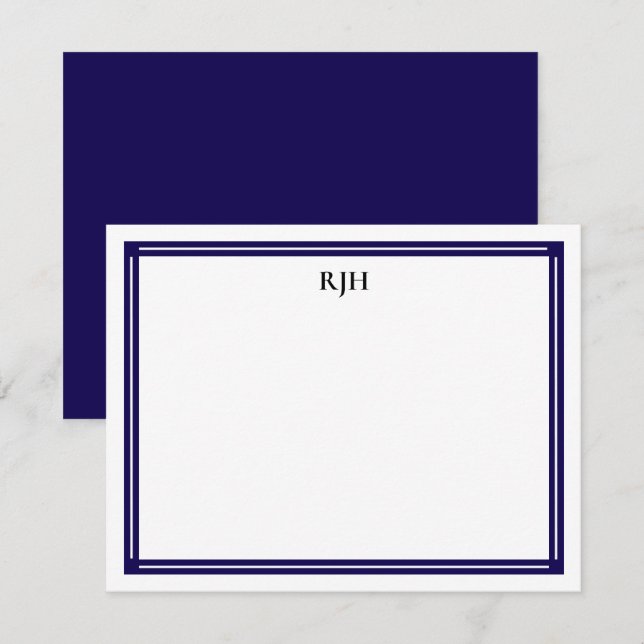Custom Monogram Initials with Black & White Border Card (Front/Back)