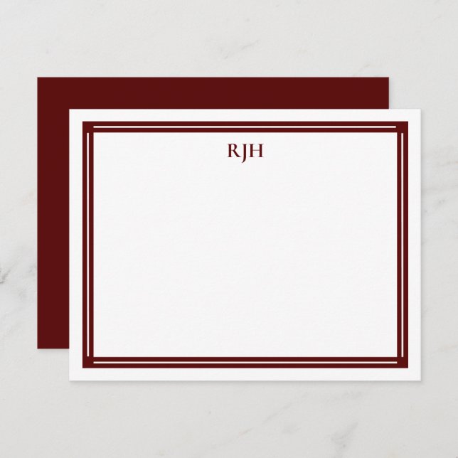 Custom Monogram Initials with Maroon Border Card (Front/Back)