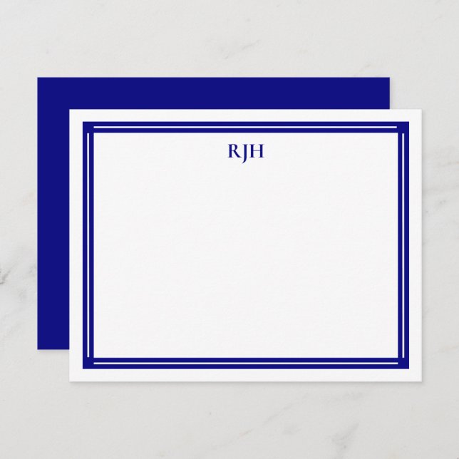 Custom Monogram Initials with Navy Blue Border Card (Front/Back)