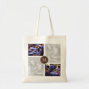 Custom Monogram Instagram Photo Collage Tote Bag