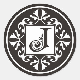 Custom Monogram J Stickers In Black and White