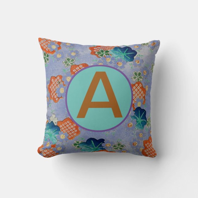 CUSTOM MONOGRAM JAPANESE PATTERN Throw Pillow (Front)