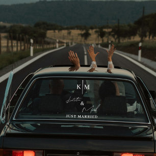 Custom Monogram Just Married Car Wedding Banner 