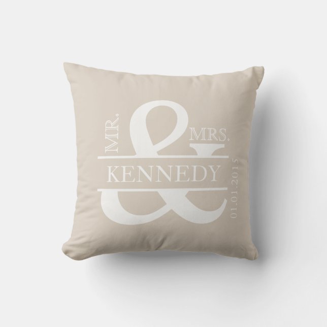 Custom Monogram Keepsake Wedding Pillow (Front)