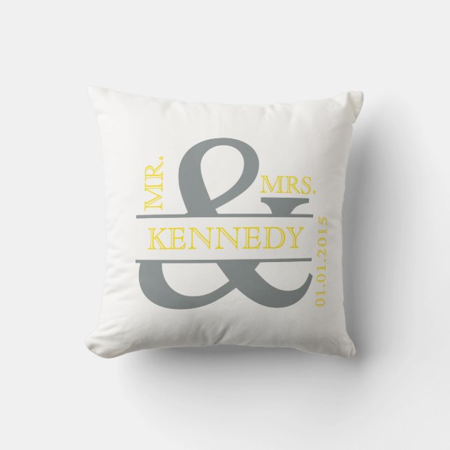 Custom Monogram Keepsake Wedding Pillow (Front)