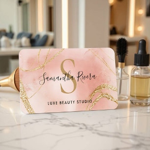 Custom Monogram Label in Blush and Gold Marble