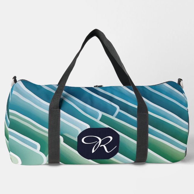 Custom Monogram Large Duffle Bag – Blue Green  (Front)