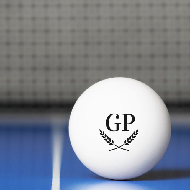 Custom monogram laurel crest logo ping pong ball (Net)