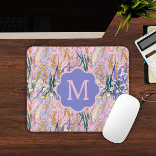 Custom Monogram Lavender Mouse Pad