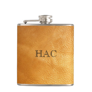 Custom Monogram Leather Liquor Hip Flask