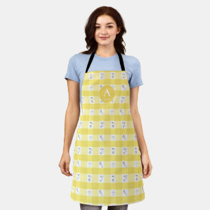 Custom Monogram Lemon Plaid Apron
