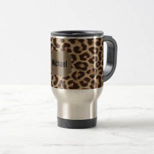 Custom Monogram Leopard Print Travel Mug