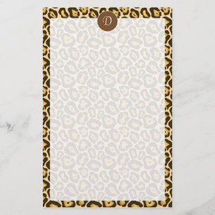 Custom Monogram Leopard Print Unlined Stationery