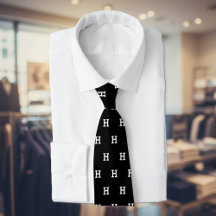 Custom monogram letter black neck tie gift for him