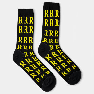 Custom Monogram Letter Black Yellow socks