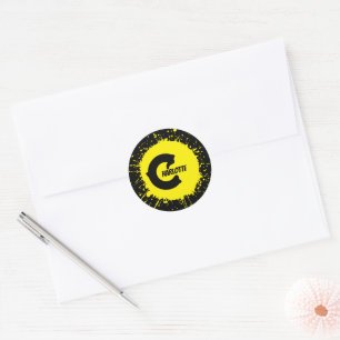 Custom Monogram Letter C Personalised Name Yellow  Classic Round Sticker