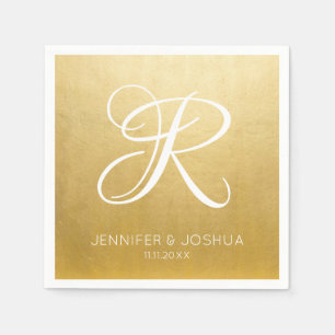 Custom Monogram Letter Gold Foil Wedding Napkin
