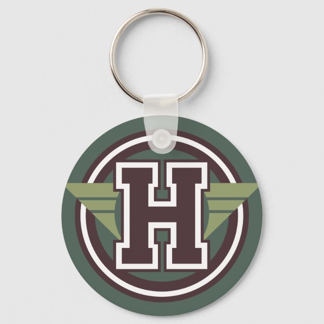 Custom Monogram Letter "H" Initial Key Ring (Front)