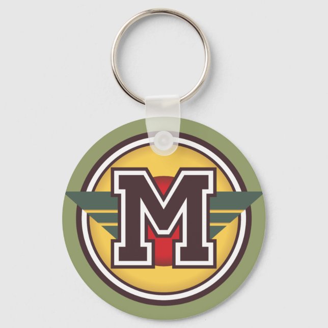 Custom Monogram Letter M Initial Key Ring (Front)