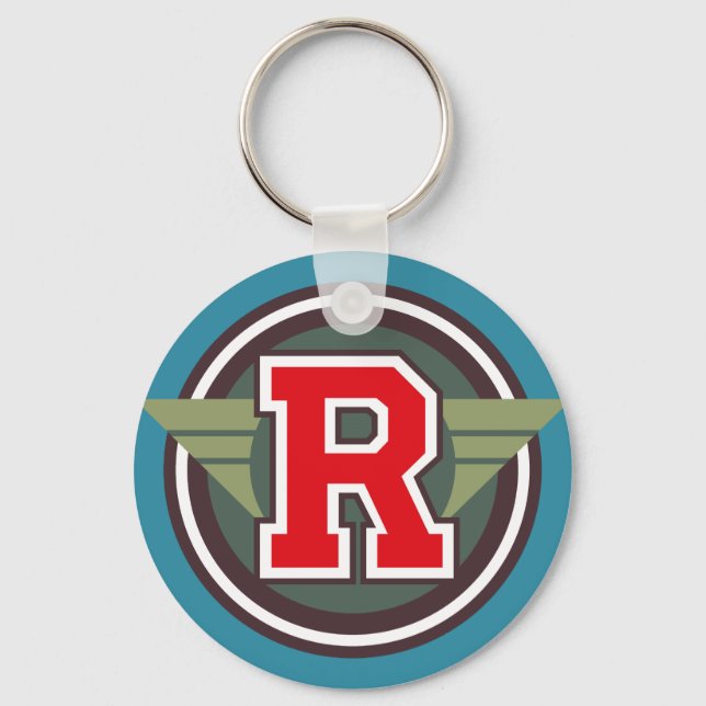 Custom Monogram Letter "R" Initial Key Ring (Front)