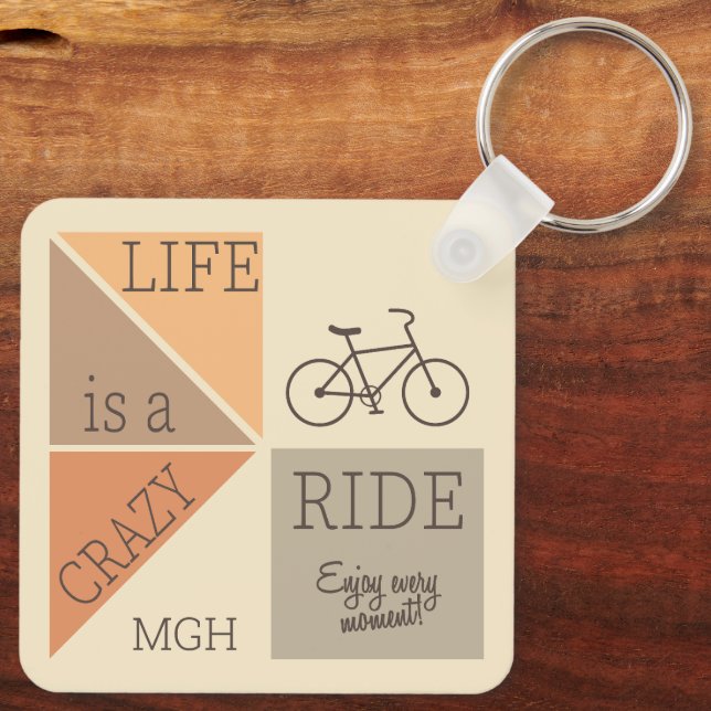 Custom Monogram Life is a Crazy Ride Key Ring (Back)