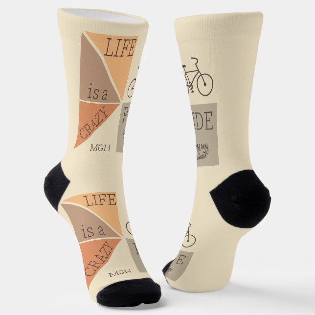 Custom Monogram Life is a Crazy Ride Socks (Angled)