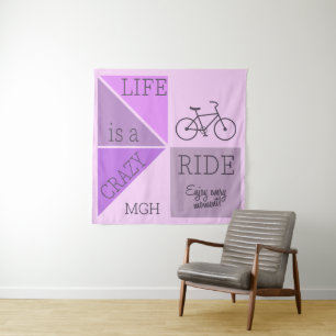 Custom Monogram Life is a Crazy Ride Tapestry