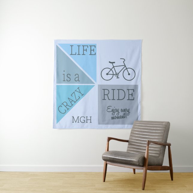 Custom Monogram Life is a Crazy Ride Tapestry (In Situ)