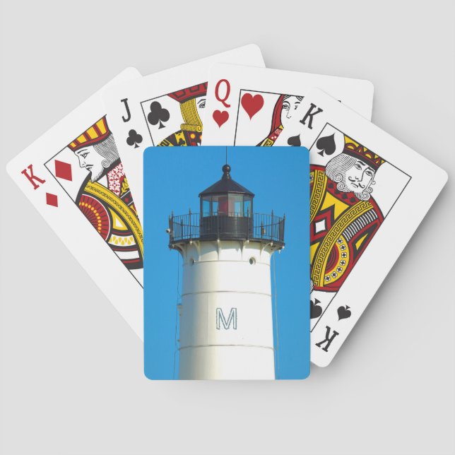 Custom Monogram Lighthouse Playing Cards (Back)
