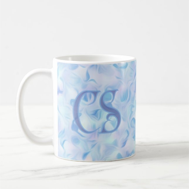 Custom Monogram Lilac Flower Petal Organic Shape  Coffee Mug (Left)