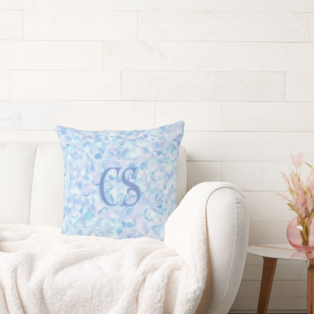 Custom Monogram Lilac Flower Petal Organic Shape  Cushion (Couch)