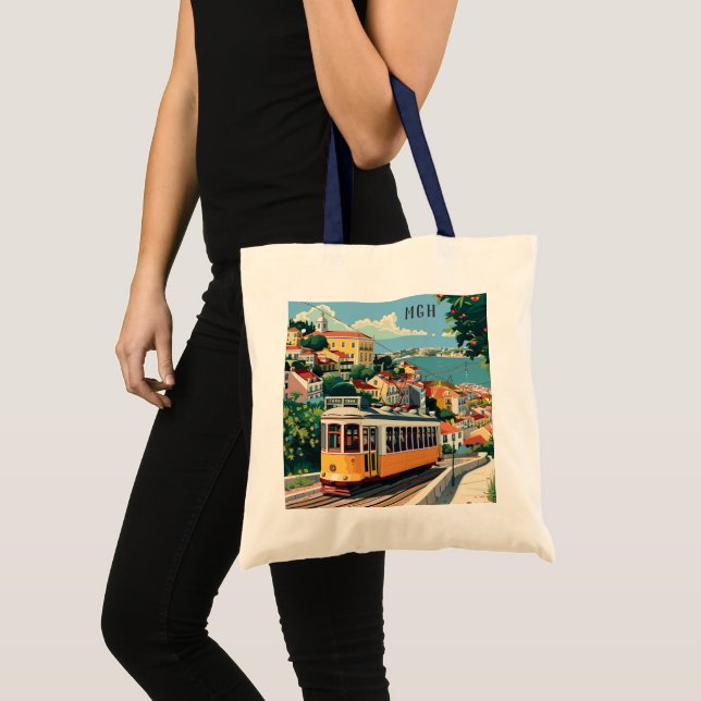 Custom Monogram Lisbon Portugal Tote Bag (Front (Product))
