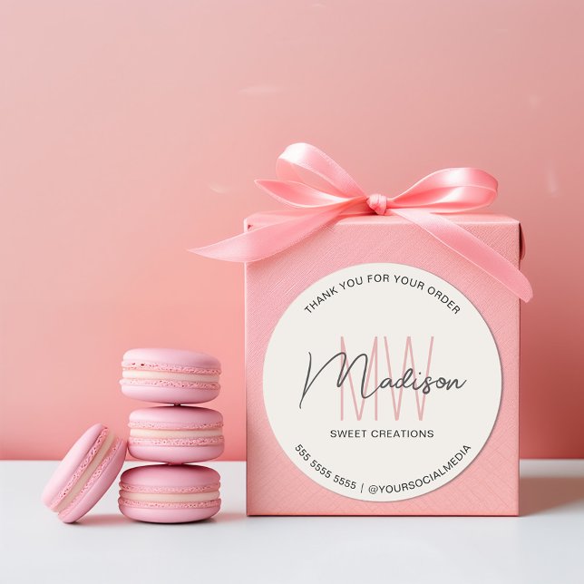 Custom Monogram Logo Bakery Sticker (Custom Monogram Logo Bakery Sticker)