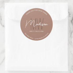Custom Monogram Logo Brown Bakery Sticker