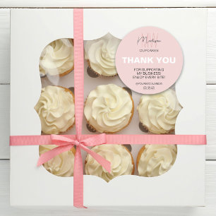 Custom Monogram Logo Thank You Bakery Business Classic Round Sticker