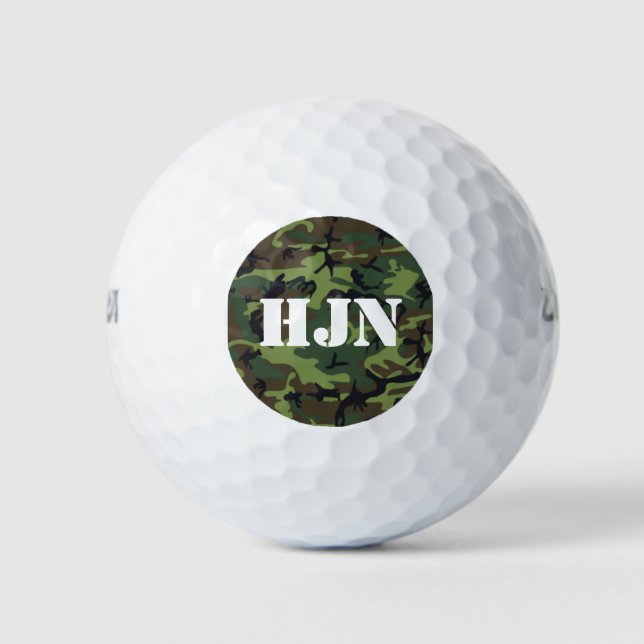 Custom monogram logo w/Army green camo Golf Balls (Front)