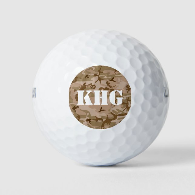 Custom monogram logo w/Desert Storm Camo Golf Balls (Front)