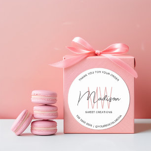 Custom Monogram Logo White Bakery Sticker