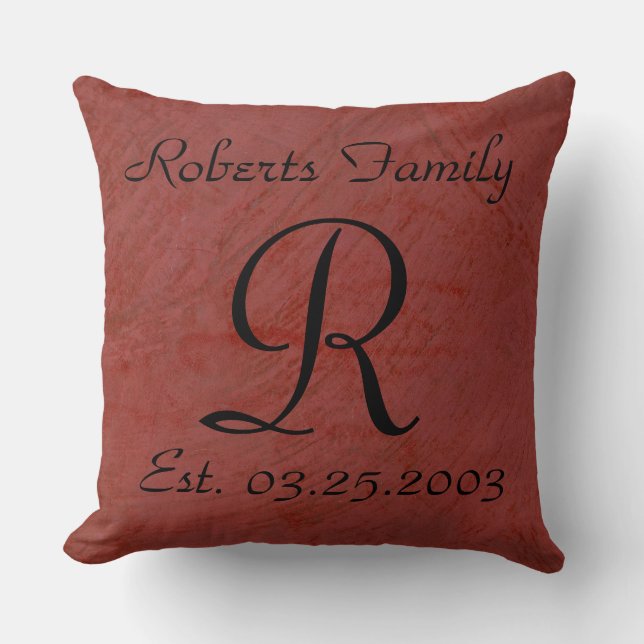 Custom Monogram Luxury Throw Pillow (Front)