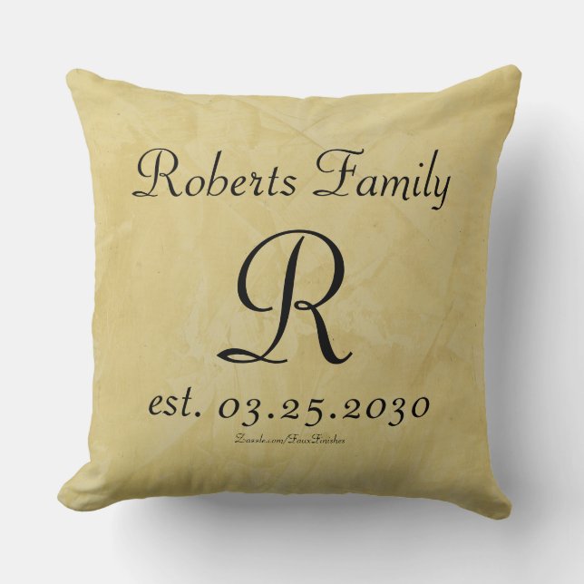 Custom Monogram Luxury Throw Pillow (Front)