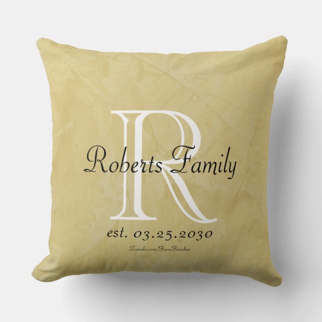 Custom Monogram Luxury Throw Pillow (Front)
