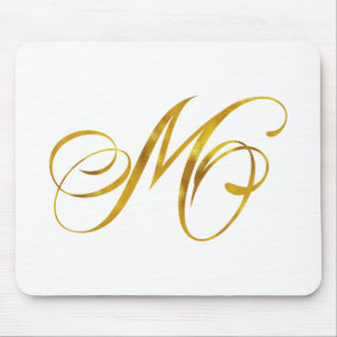 Custom Monogram M Faux Gold Foil Monograms Initial Mouse Pad