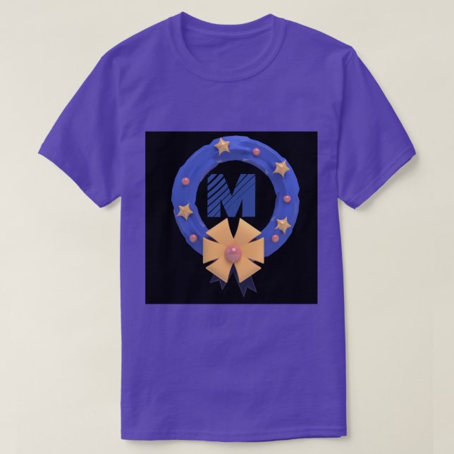Custom Monogram M Symbol Initials Purple T-Shirts (Design Front)