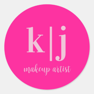 Custom Monogram Makeup Artist Business Classic Round Sticker