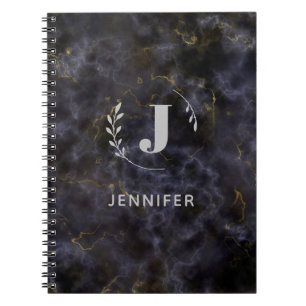 Custom Monogram Marble College-Ruled Notebook