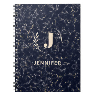 Custom Monogram Marble College-Ruled Notebook