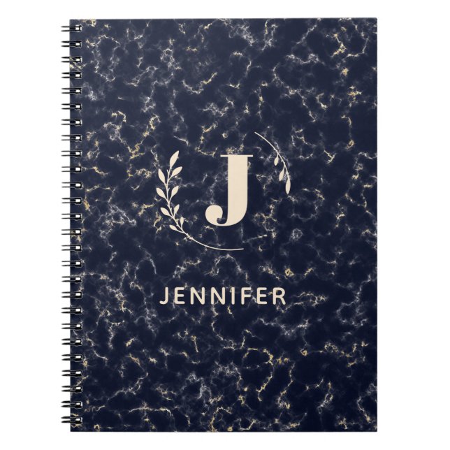 Custom Monogram Marble College-Ruled Notebook (Front)