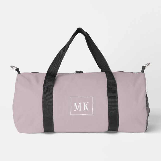 Custom monogram, mauve all over duffle bag (Front)