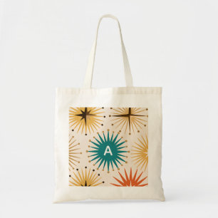 Custom Monogram Mid-Century Modern Starburst Tote Bag