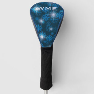 Custom Monogram Midnight Blue Winter Snowstorm Golf Head Cover